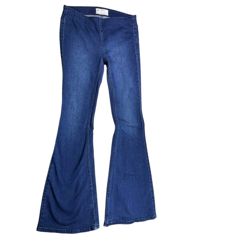 Free People Pull On Flare Jeans Blue Stretch Denim Size 26
